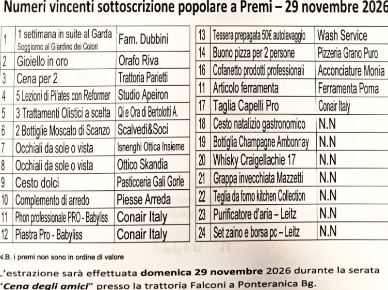Estrazione lotteria Franco Pini